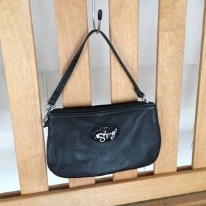 Sharif Black leather satchel wristlet purse
